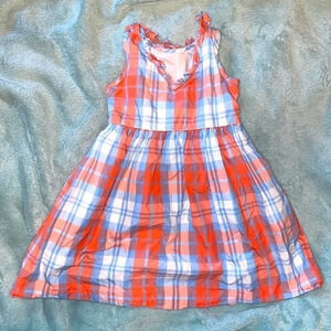 Classic prep girls dress 4t plaid CPC vneck ruffle sundress pink white blue